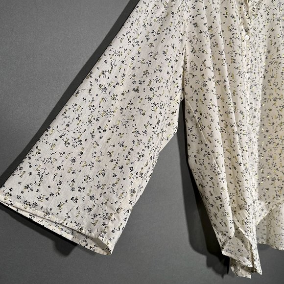 NWT Vince Camuto Floral Print 3/4 Roll Tab Sleeve Tied Button Front Blouse Sz 2X - Picture 5 of 14